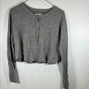 Hollister Charcoal Ribbed Long Sleeve Top